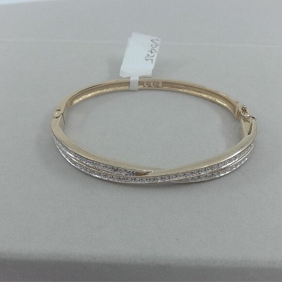 Vintage Swarovski Gold-Tone Crystal Bangle Bracelet - Picture 2 of 6